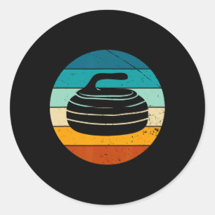Retro Curling Winter Sports Ski Vintage Curler Sto Classic Round Sticker