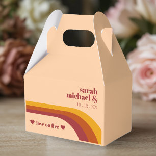 Retro Curved Arch Stripe Love on Fire Wedding Favor Box