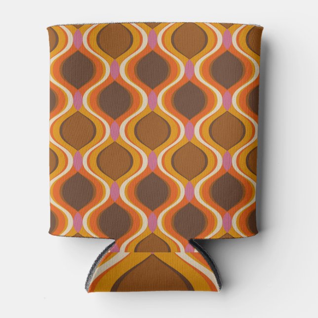 Retro Curves: 60s-70s Wallpaper Texture. Can Cooler (Front)