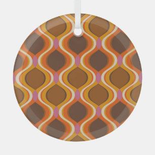 Retro Curves: 60s-70s Wallpaper Texture. Glass Ornament