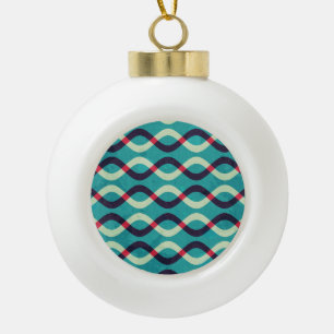 Retro Curves: Grunge Pattern Effect. Ceramic Ball Christmas Ornament
