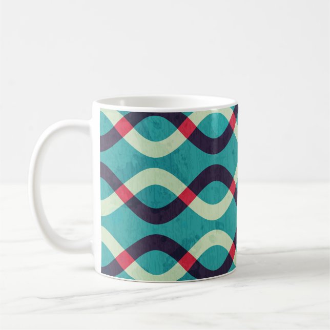 Retro Curves: Grunge Pattern Effect. Coffee Mug (Left)