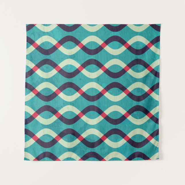 Retro Curves: Grunge Pattern Effect. Tapestry (Front)
