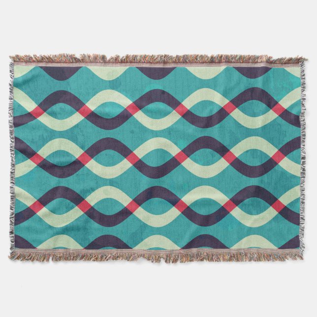 Retro Curves: Grunge Pattern Effect. Throw Blanket (Front)