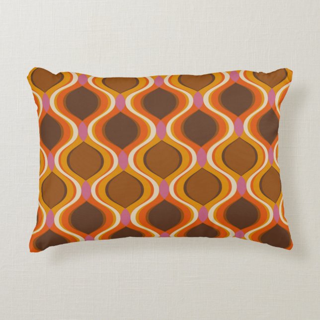 Retro curves seamless pattern. 70s 60s style wallp accent pillow (Front)
