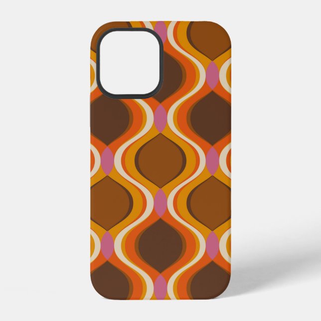 Retro curves seamless pattern. 70s 60s style wallp iPhone case (Back)