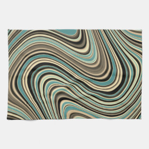 Retro Curvy Abstract Shapes Kitchen Towel