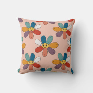Retro Cushion Smiling Flower 70s Style - Psi Desig