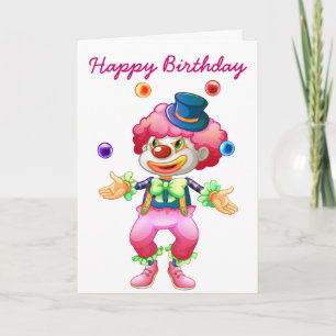 Retro Custom Birthday Clown Greeting Card
