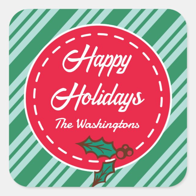 Retro Custom Christmas Candy Gift Tag Stickers (Front)