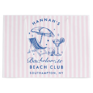 Retro Custom Modern Vintage Blue Bachelorette Large Gift Bag