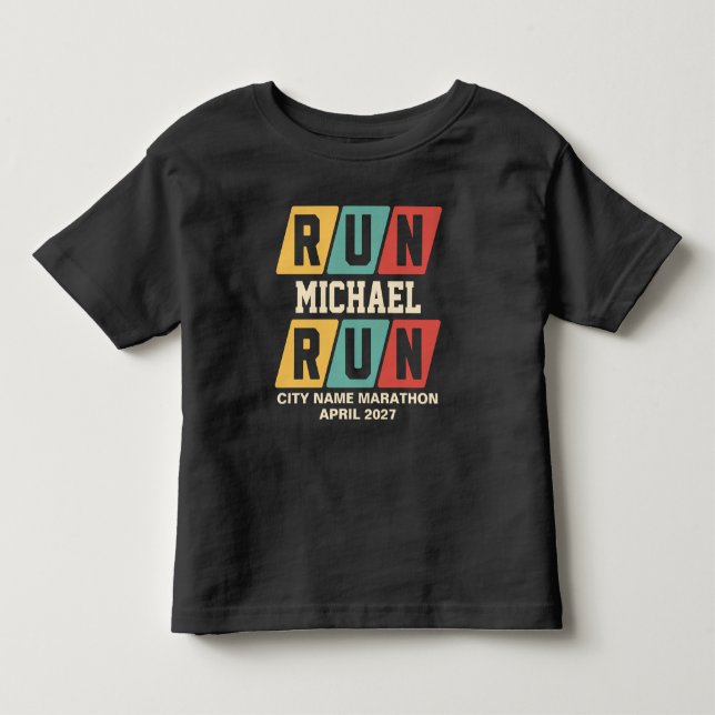 Retro Custom Name Marathon Support Toddler T-shirt (Front)
