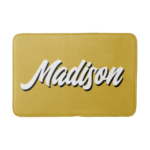 Retro Custom Name Personalized Groovy College Gift Bath Mat