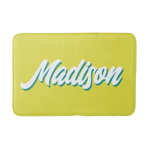 Retro Custom Name Personalized Groovy College Gift Bath Mat