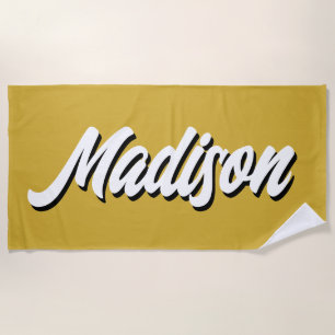 Retro Custom Name Personalized Vintage Pool Groovy Beach Towel