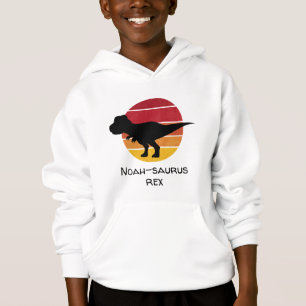 Retro custom name t rex cartoon black dino kids