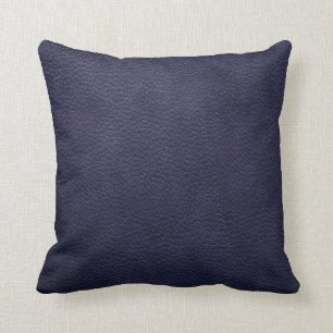 Retro Custom Navy Blue Leather Throw Pillow