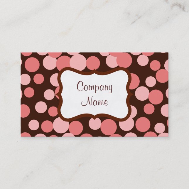 Retro Custom Pink Dots Business Cards (Front)