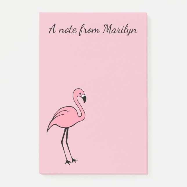 Retro Custom Pink Flamingo Post It Notes Gift (Front)