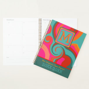 Retro Custom Teacher Abstract Colourful Initial Planner