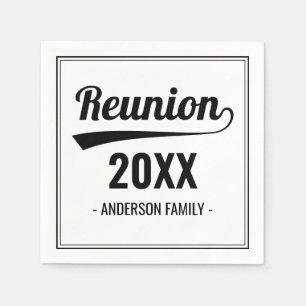 Retro Custom Year Black & White Family Reunion Napkin