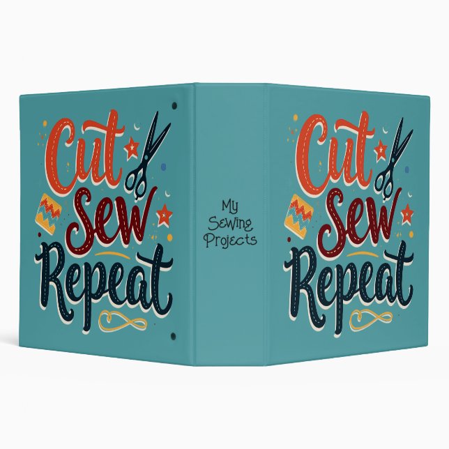 Retro "Cut Sew Repeat" Sewing Lover Design Binder (Background)