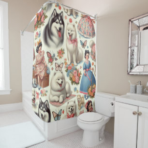 Retro Cute American Eskimo Seamless