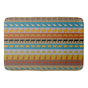 Retro Cute Animals Pattern #8 Bath Mat