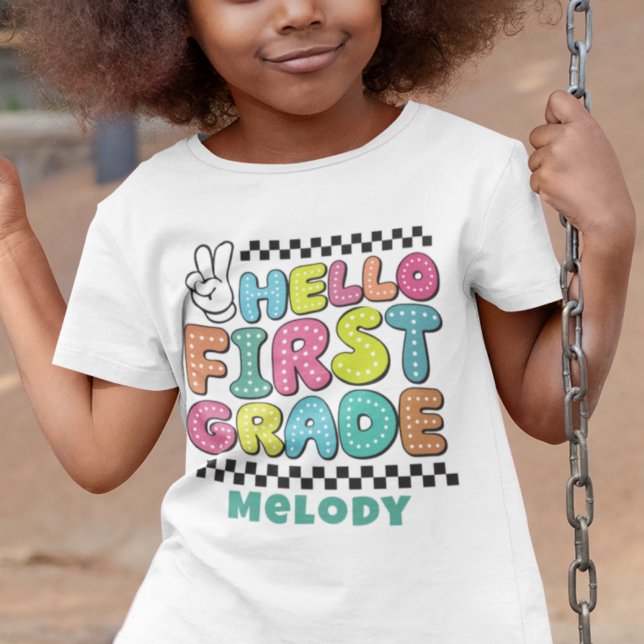 Retro cute back to school first grade t-shirt (Creator Uploaded)