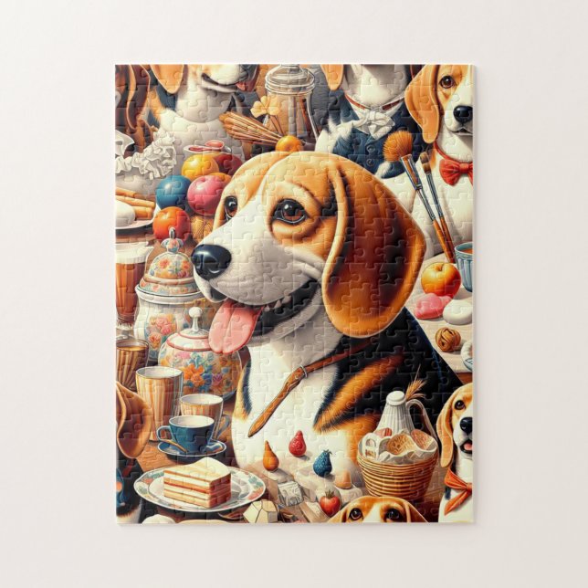 Retro Cute Beagle Illustration Jigsaw Puzzle (Vertical)