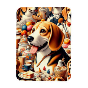 Retro Cute Beagle Illustration Magnet