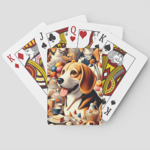 Retro Cute Beagle Illustration Playing Cards