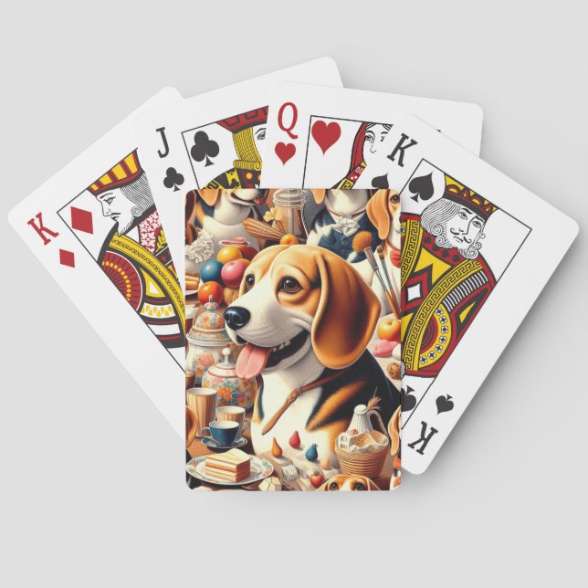 Retro Cute Beagle Illustration Playing Cards (Back)