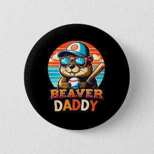 Retro Cute Beaver Daddy Bysebyll Vintage Animal Sp 2 Inch Round Button