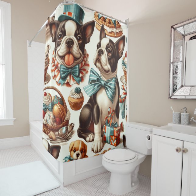 Retro Cute Boston Terrier Illustration (In Situ)