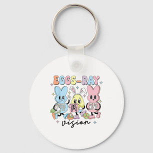 Retro Cute Bunny Eggs Ray Vision Nurse Easter Day Keychain