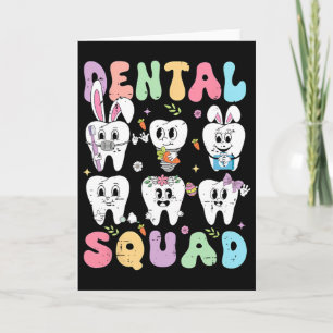 Retro Cute Bunny Teeth Funny Dentist Easter Day De Card