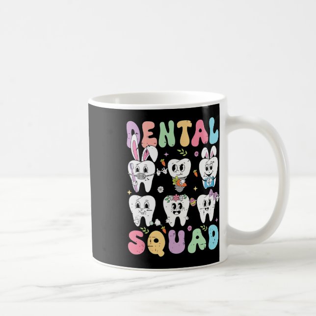 Retro Cute Bunny Teeth Funny Dentist Easter Day De Coffee Mug (Right)