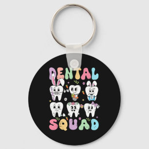 Retro Cute Bunny Teeth Funny Dentist Easter Day De Keychain