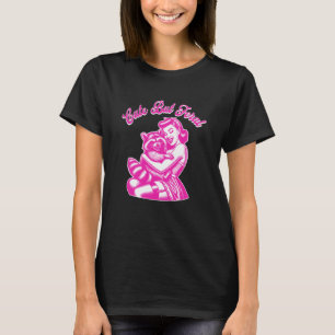Retro Cute But Feral Funny Raccoon Vintage Unhinge T-Shirt
