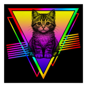 Retro Cute Cat Poster