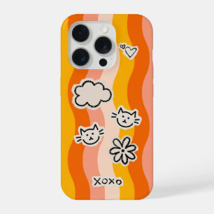 Retro Cute Cat with accents iPhone 15 Pro Case
