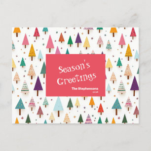 Retro Cute Christmas Trees Post Card
