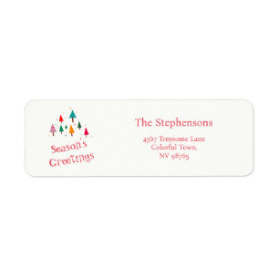 Retro Cute Christmas Trees Return Address Label