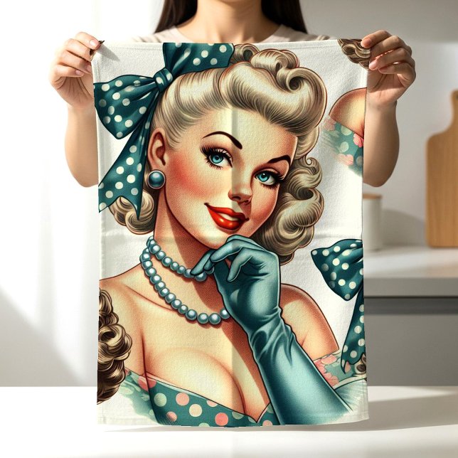 Retro Cute Classic Pinup Kitchen Towel (Creator Uploaded)
