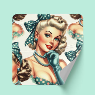 Retro Cute Classic Pinup Square Sticker