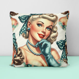 Retro Cute Classic Pinup Throw Pillow
