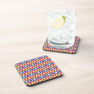 Retro Cute colourful Flowers Pattern  Coaster