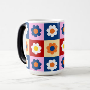Retro Cute colourful Flowers Pattern Magic Mug