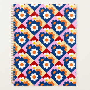 Retro Cute colourful Flowers Pattern  Planner